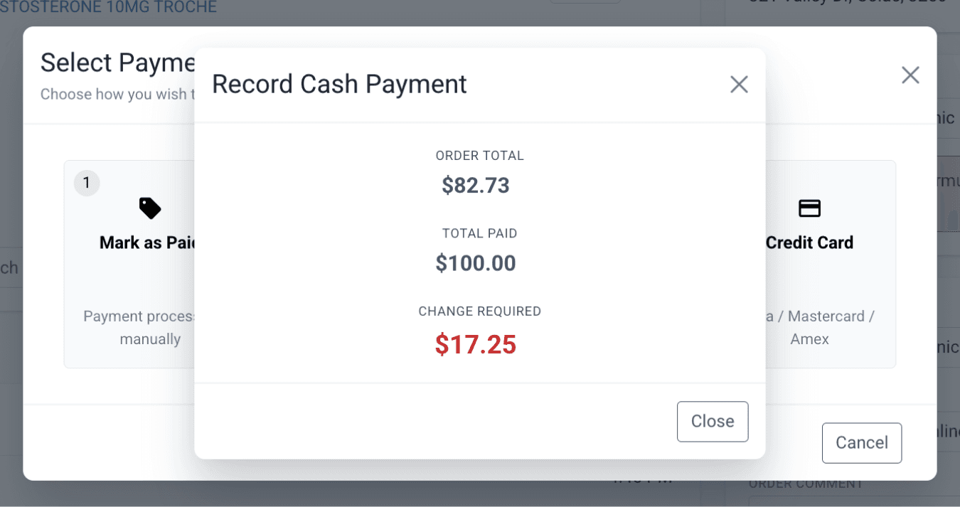 change cash payment