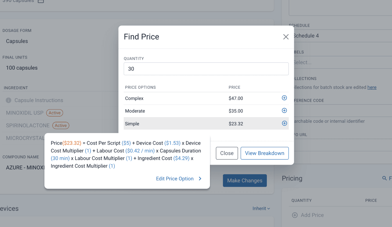 find price button