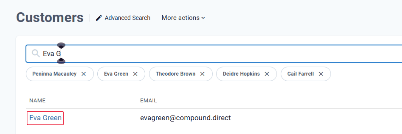 Searching a customer name