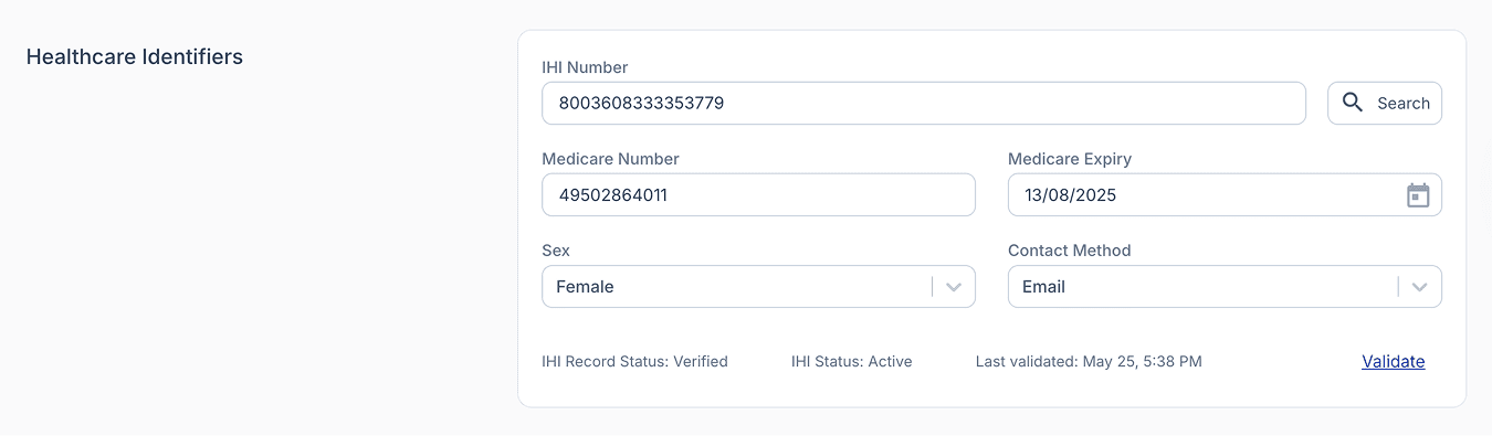 IHI of the patient