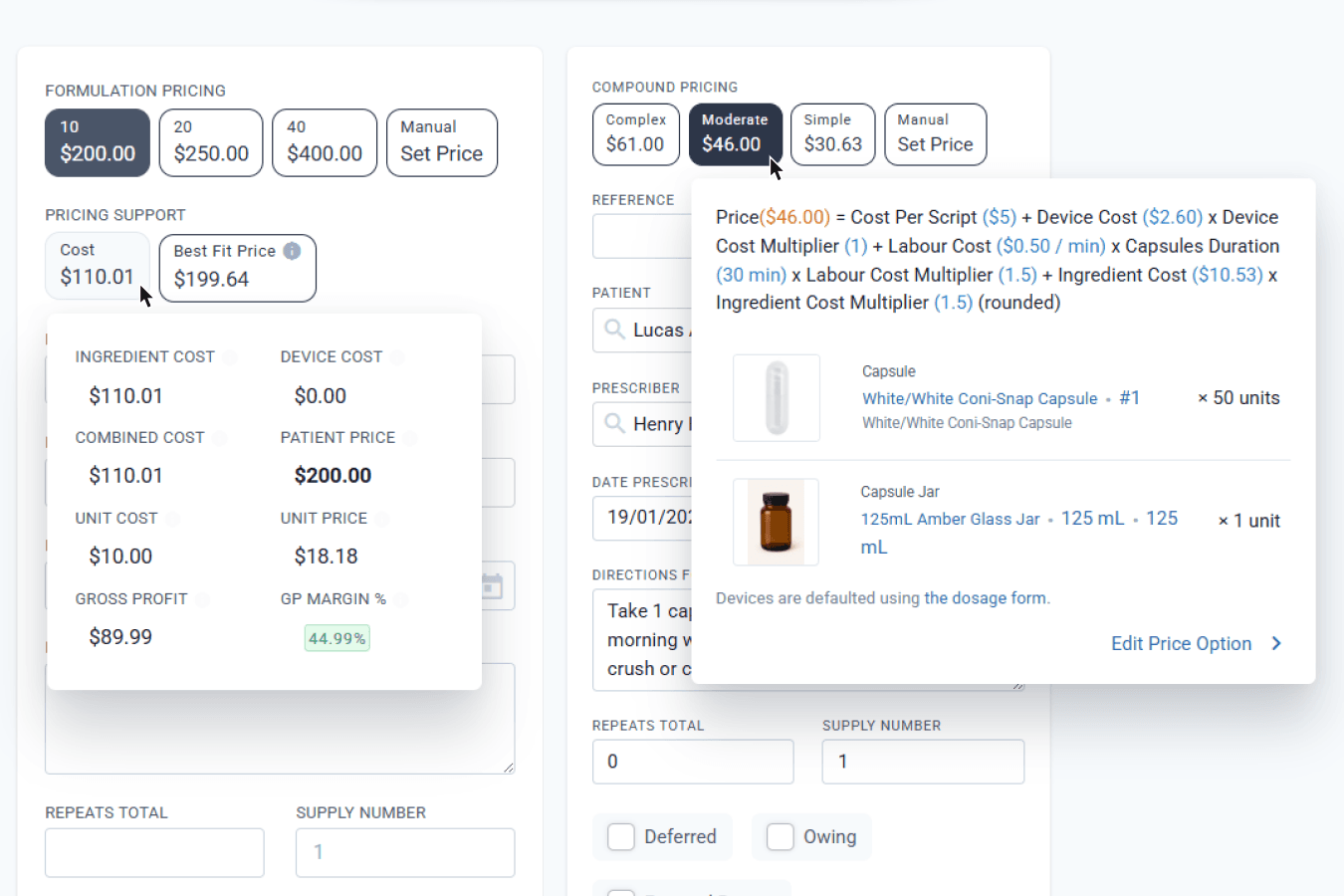 compound pricing structures