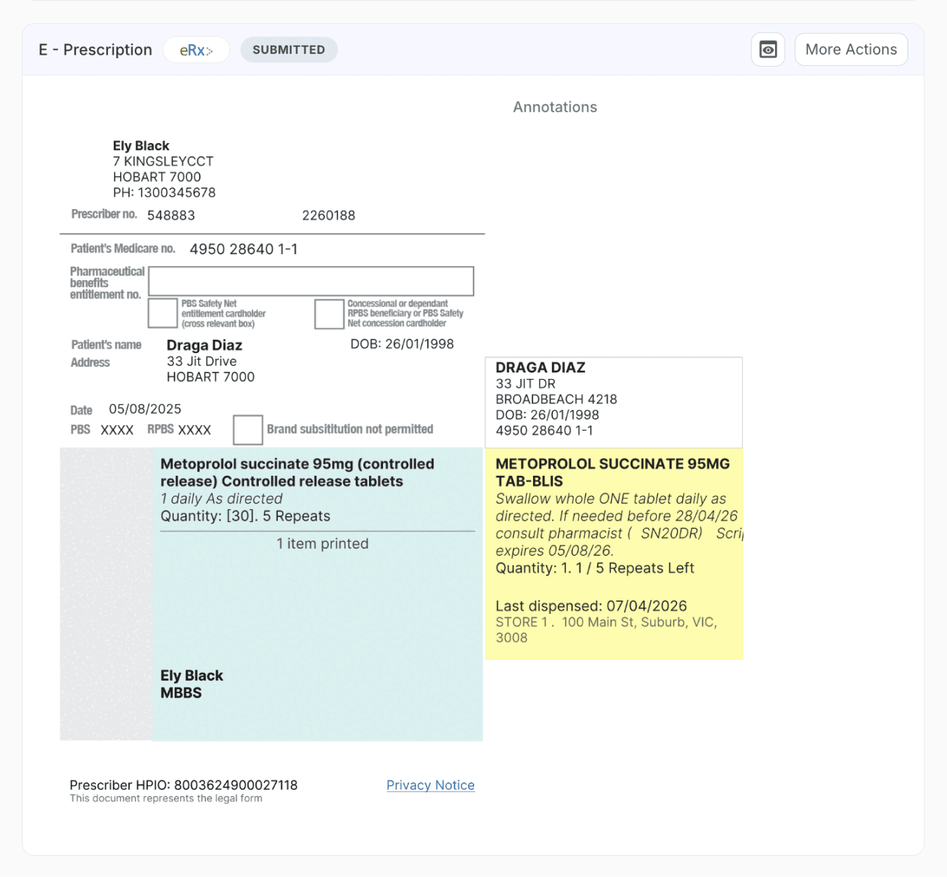 e-prescription preview