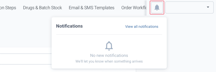 Notification icon highlighted and pop-up