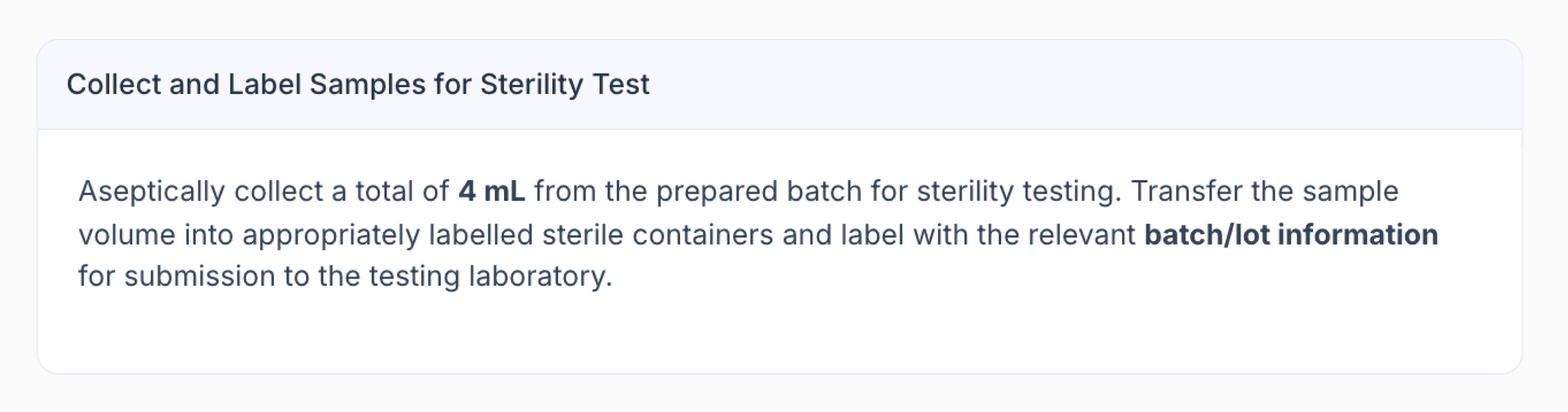 collect samples for sterility test