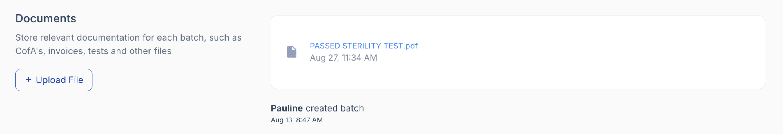 upload sterility result