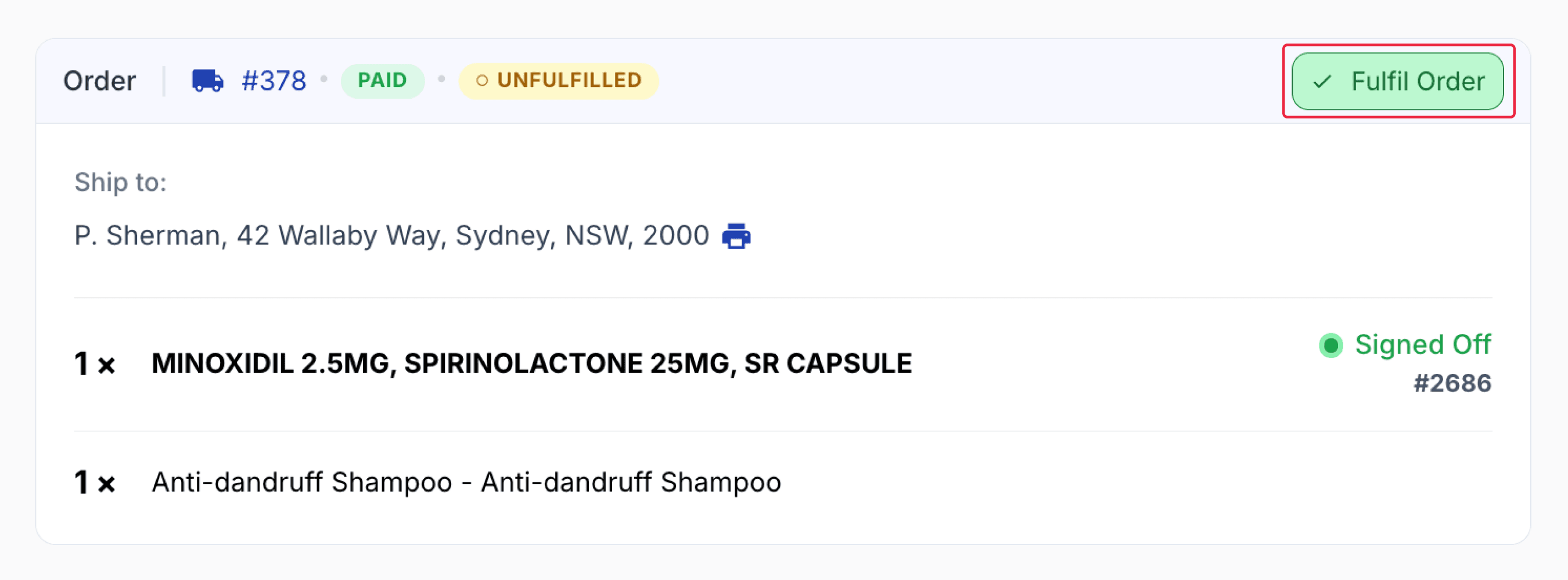 dispensed fulfil