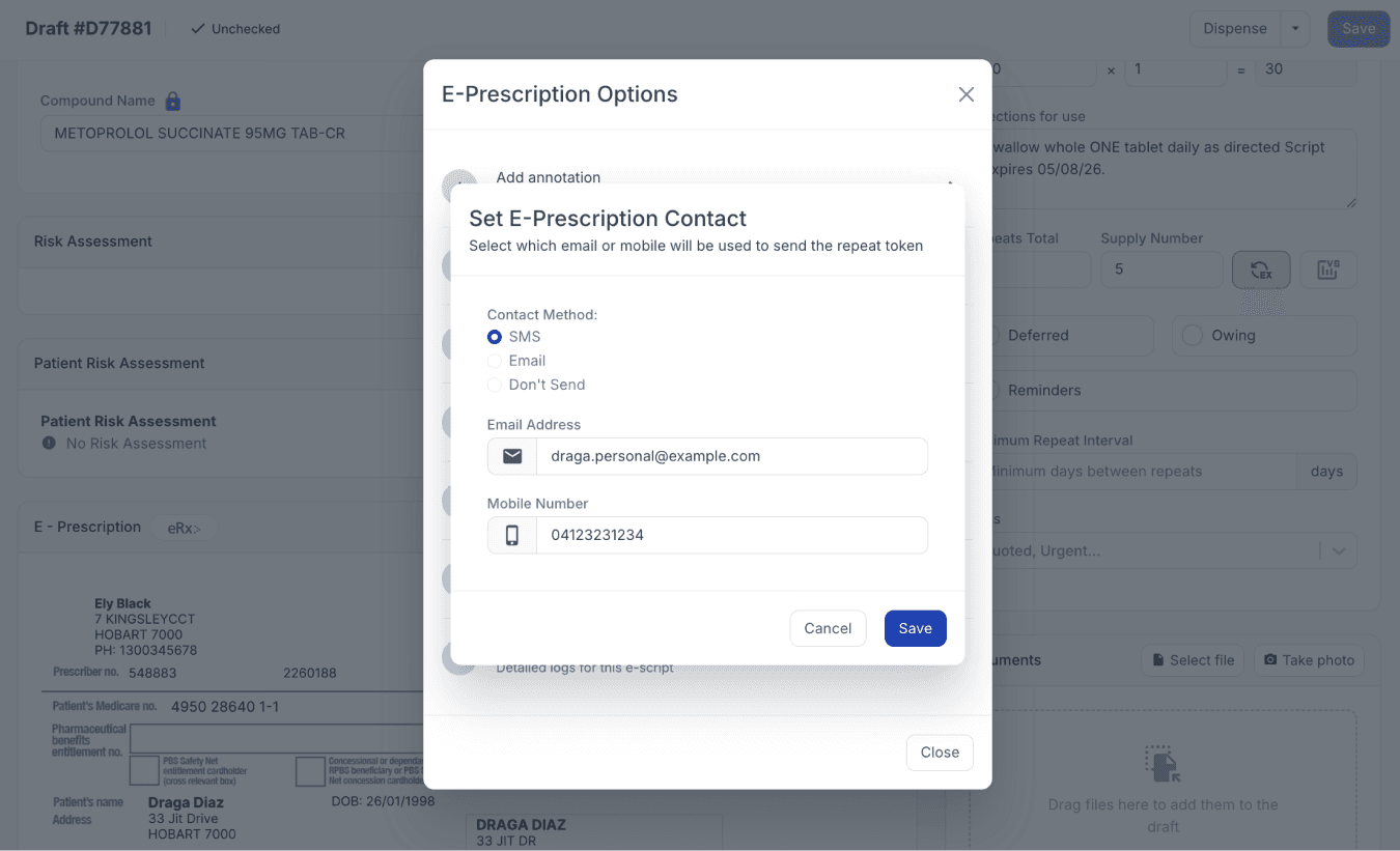 Set E-Prescription contact