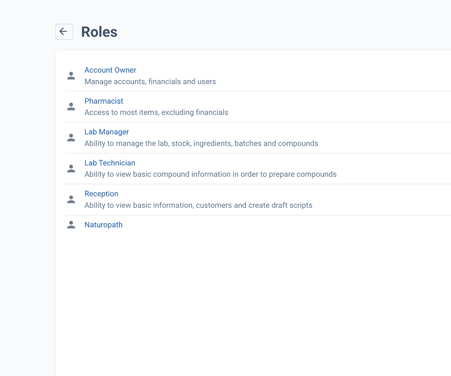 Roles page