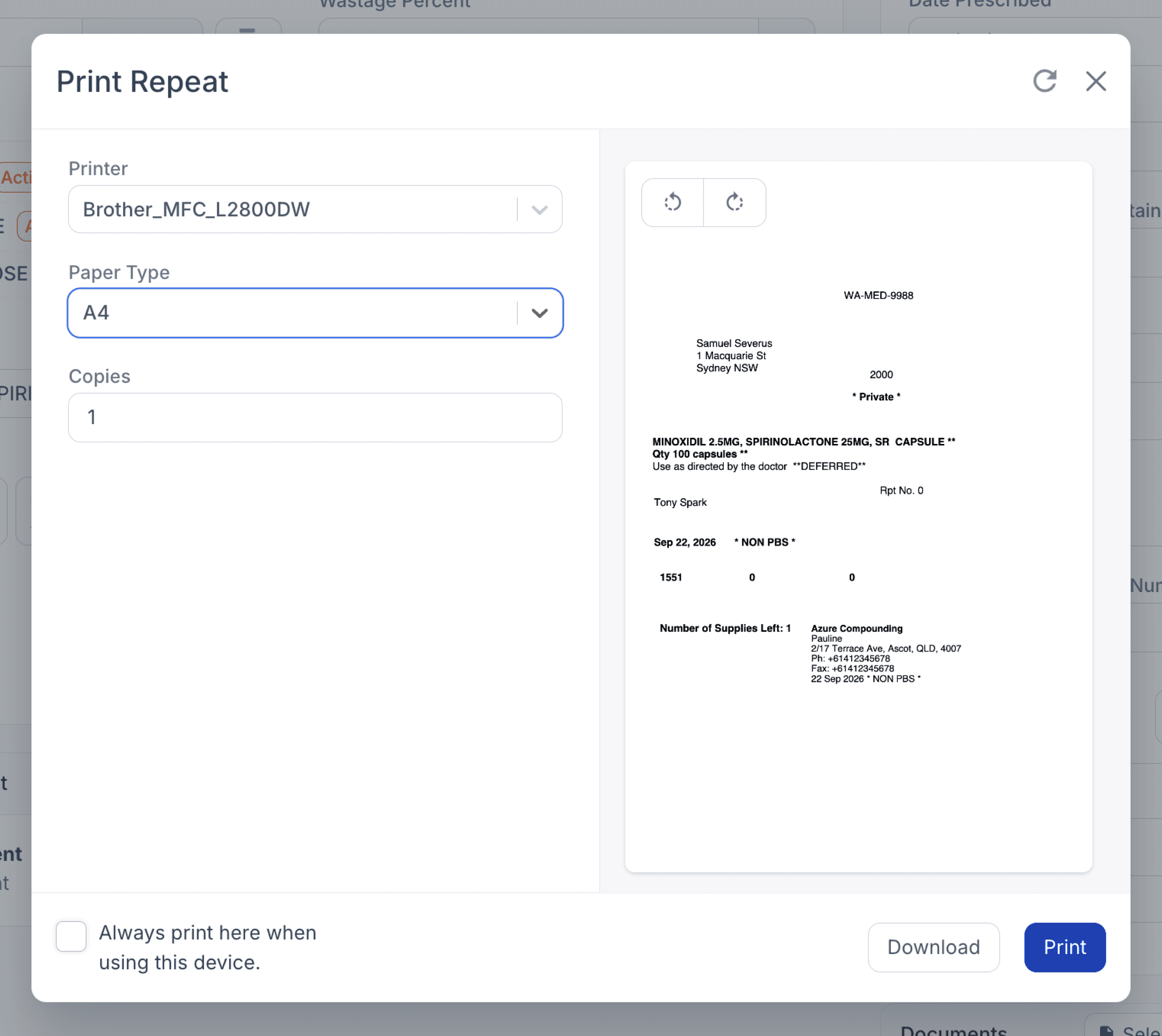 Defer - Print Authorisation