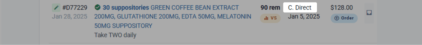 isolated prescriber on customer page