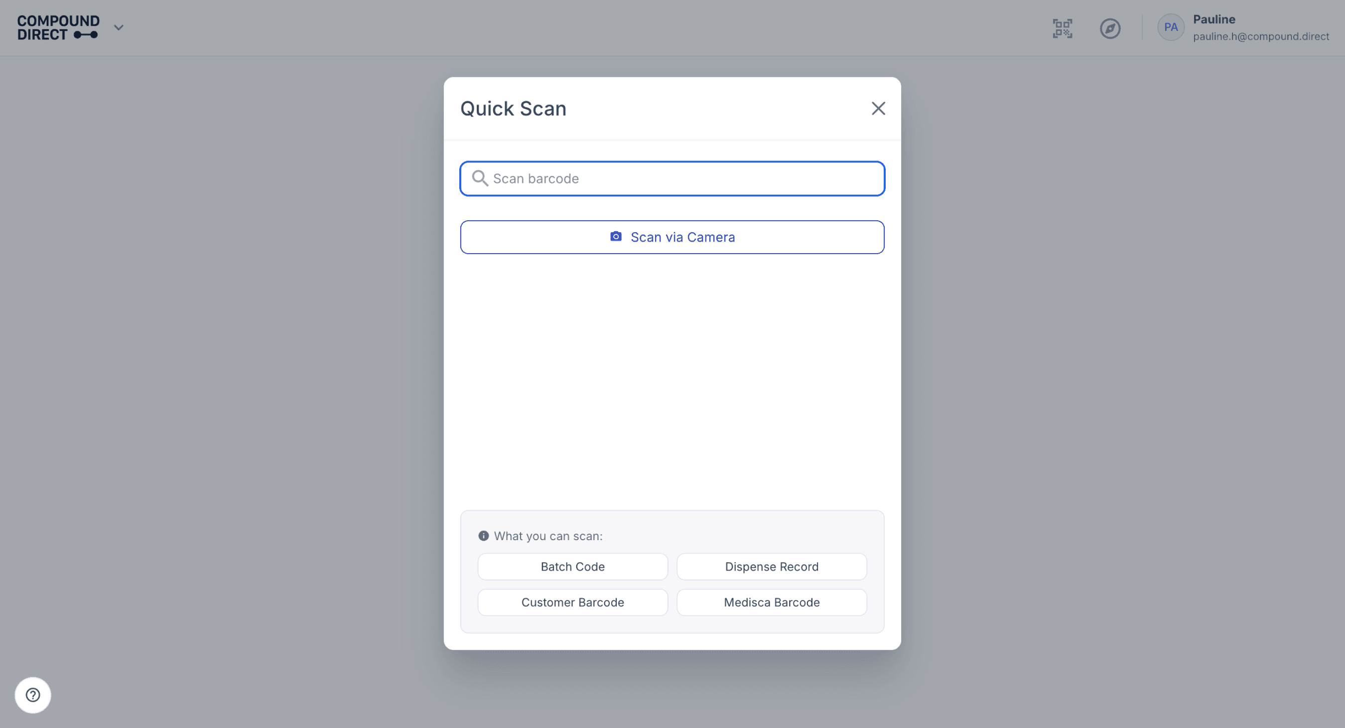 quick scan modal