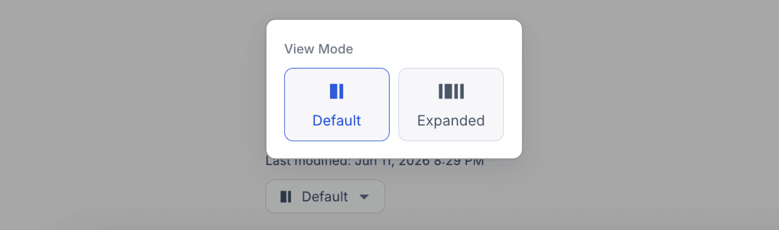Expanded layout mode - view mode buttons