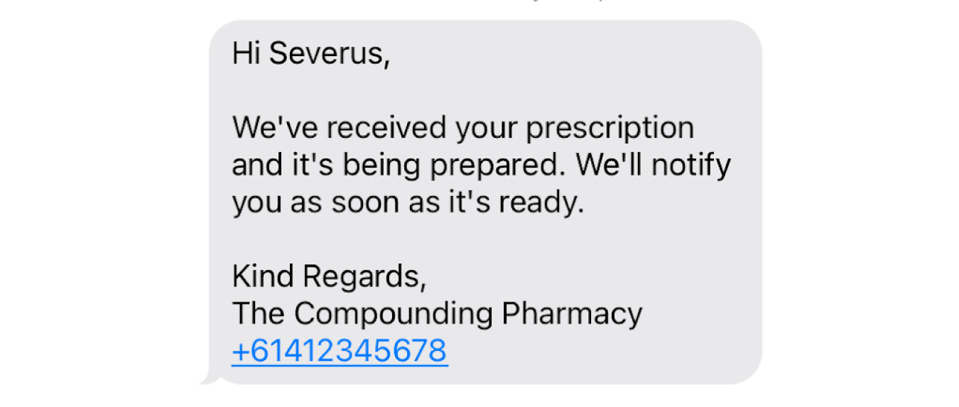 customer receives sms