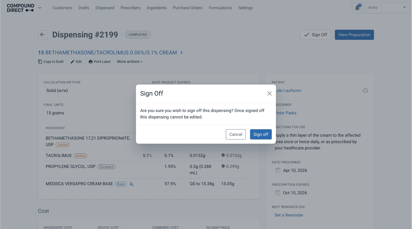 Access anywhere across devices | Dispensing Page - Desktop