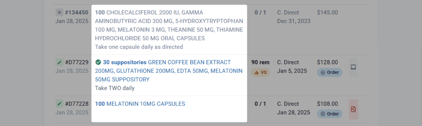 The item name is reflective of the compound name