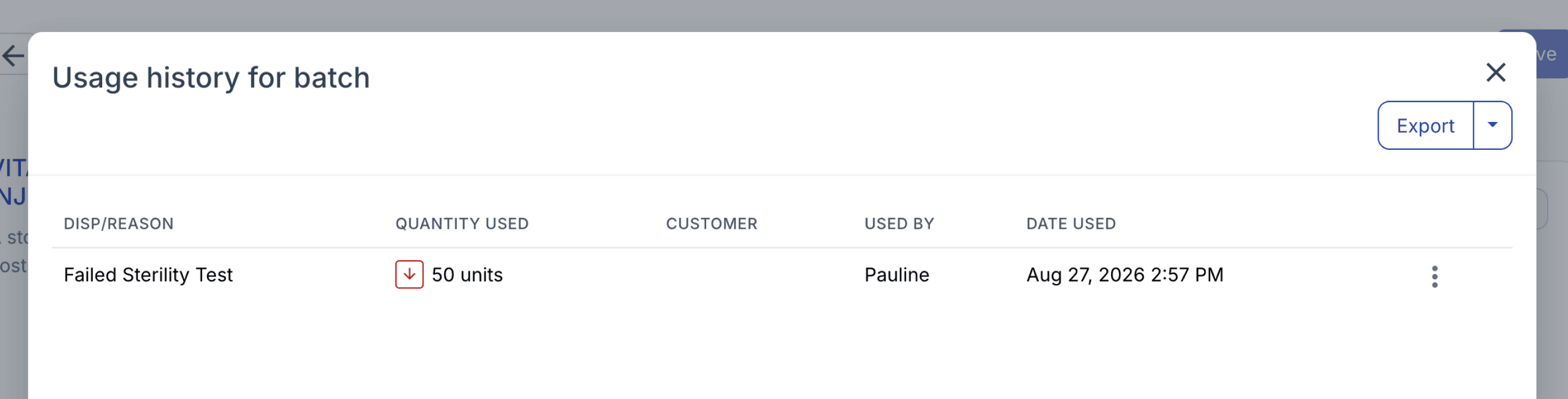usage history for batch