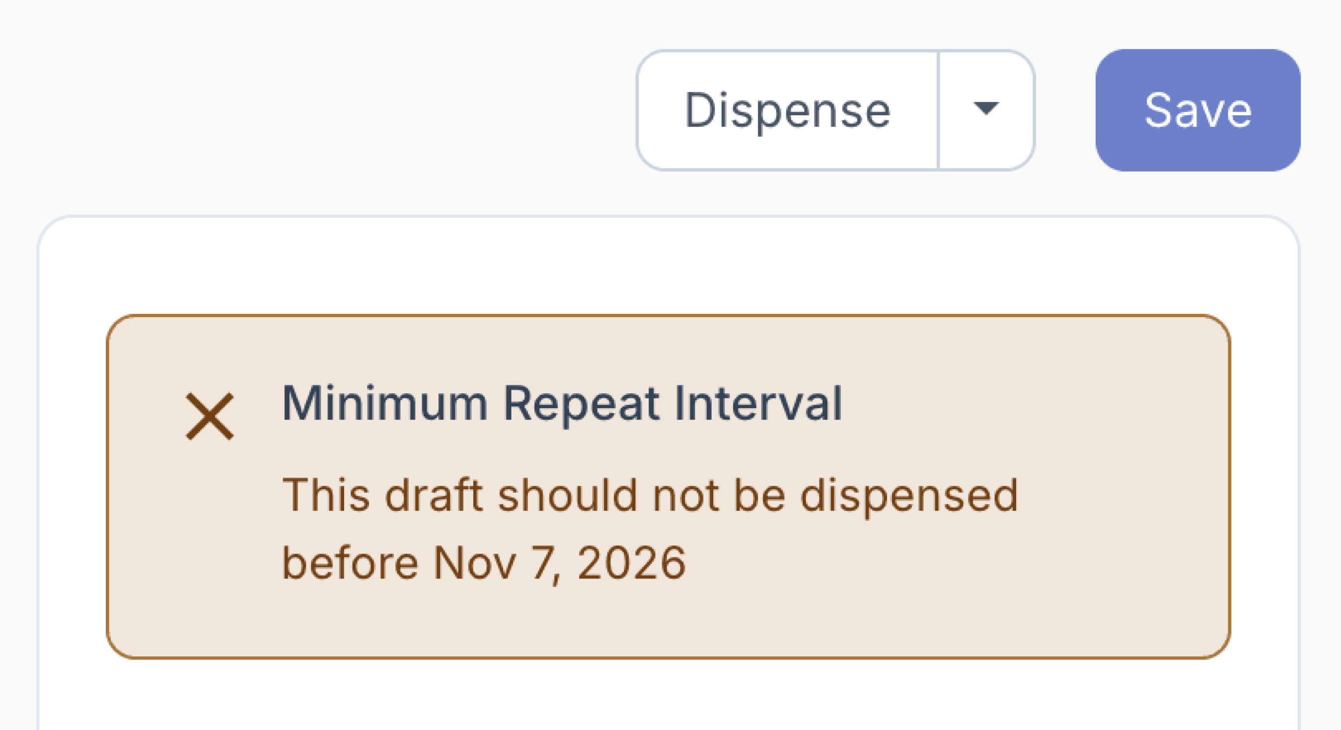 minimum repeat interval warning