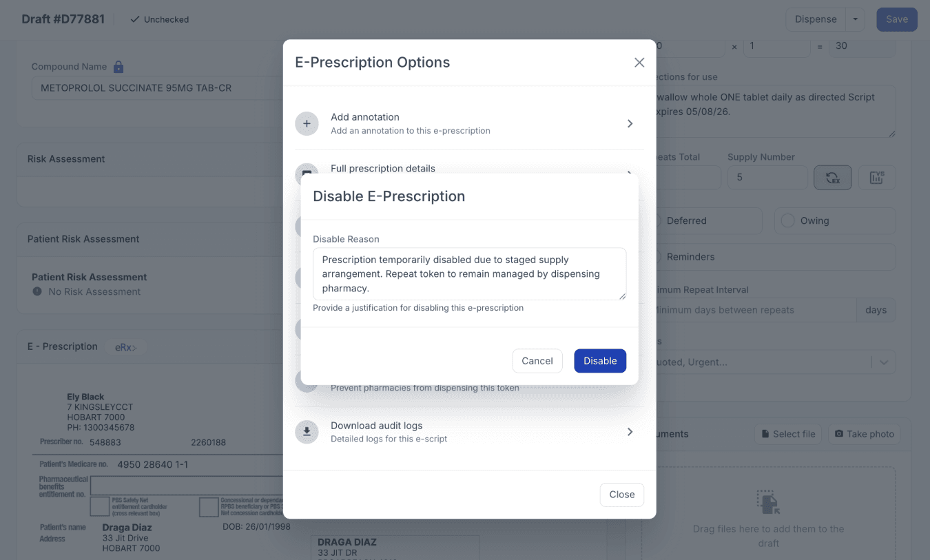 Disable E-Prescription