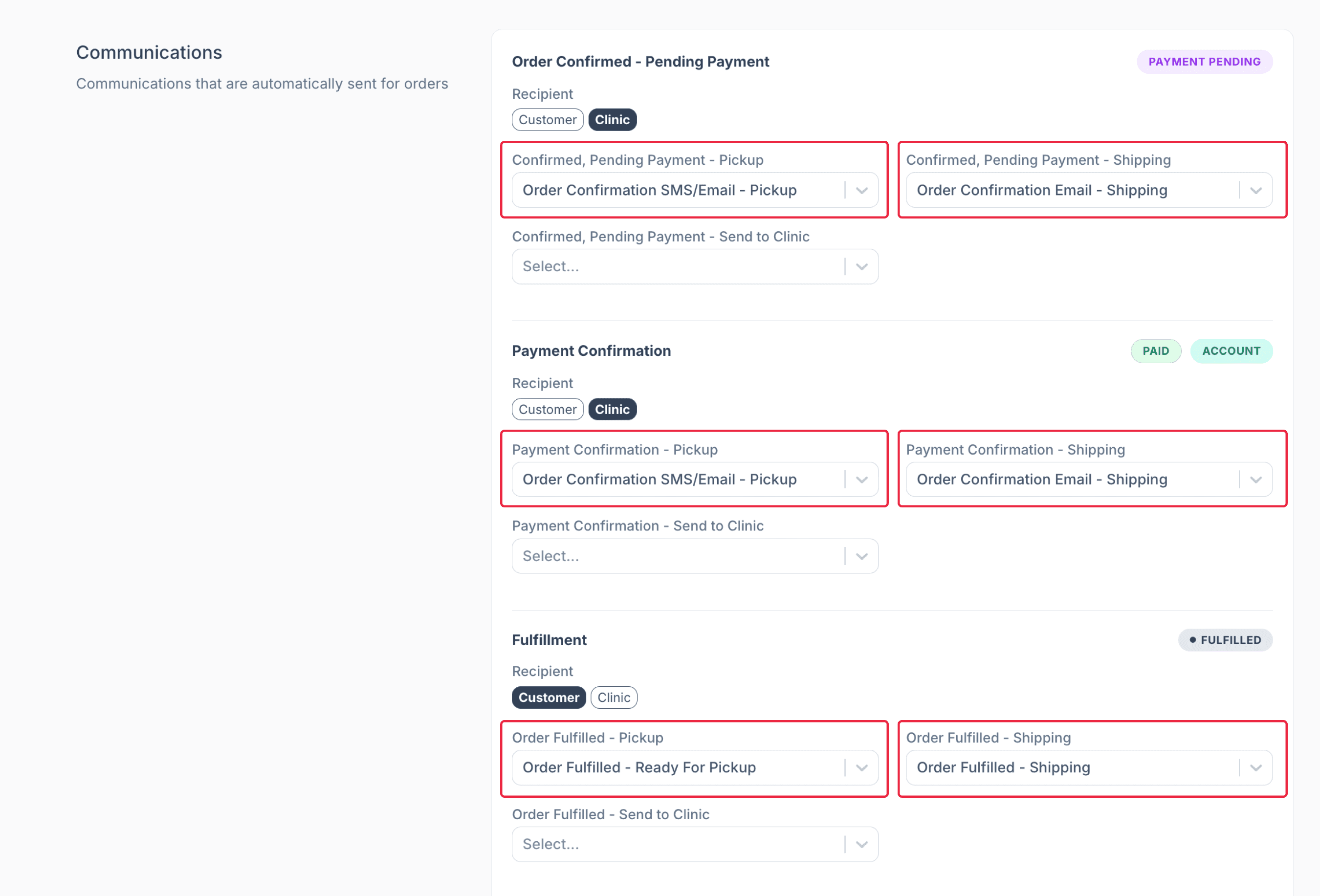 selecting which automated messages are sent