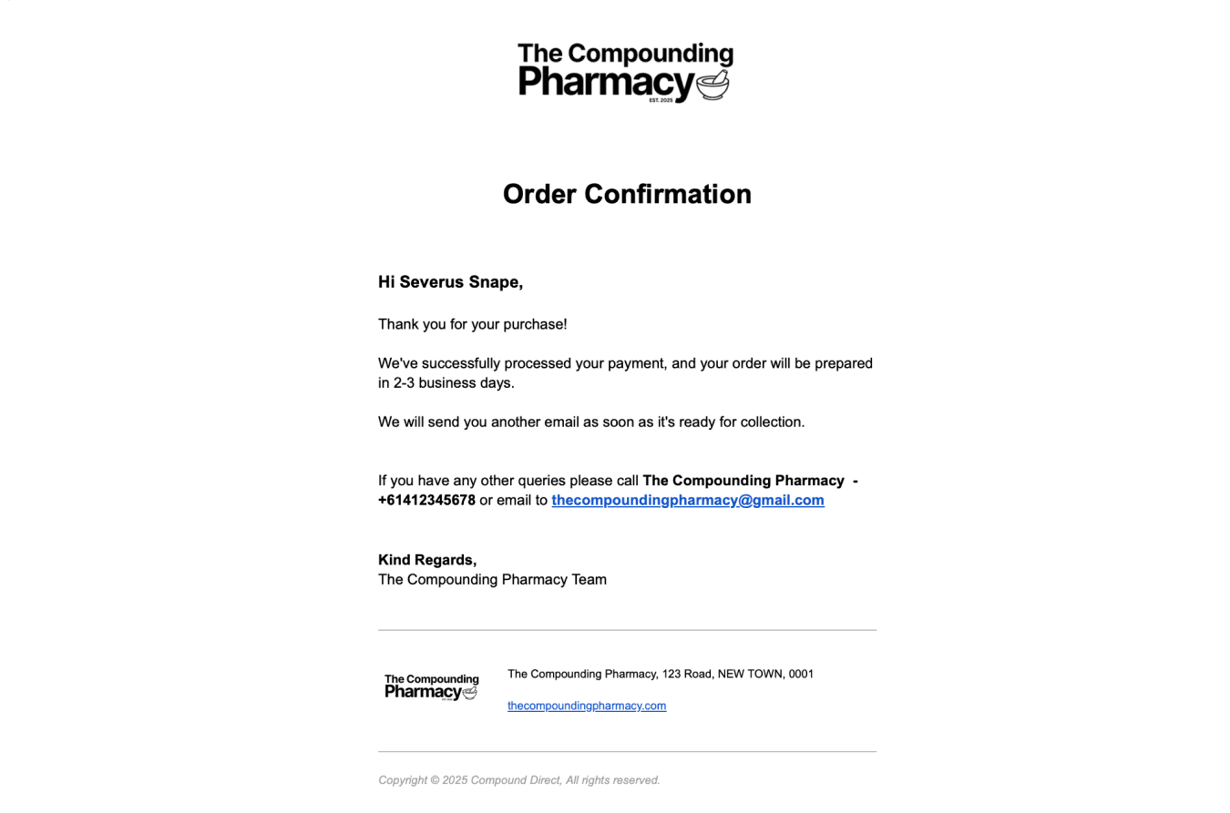 order fulfilled correspondence