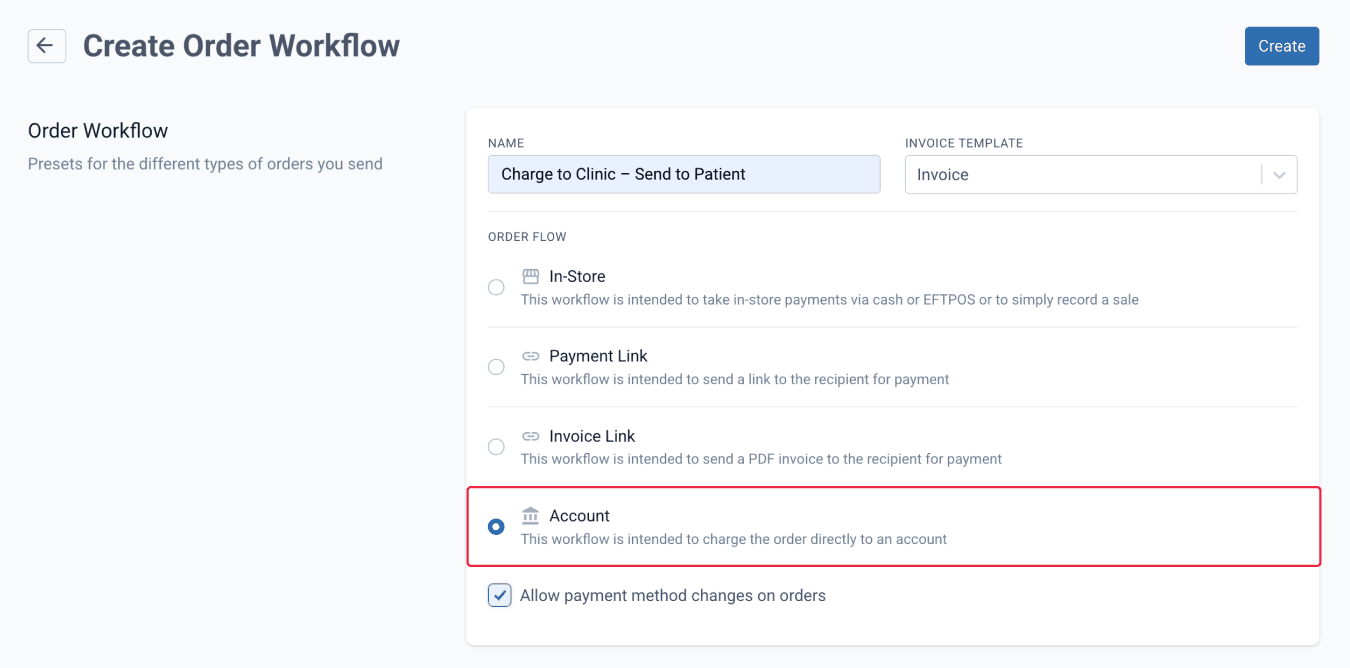 Workflow presets - Payment link