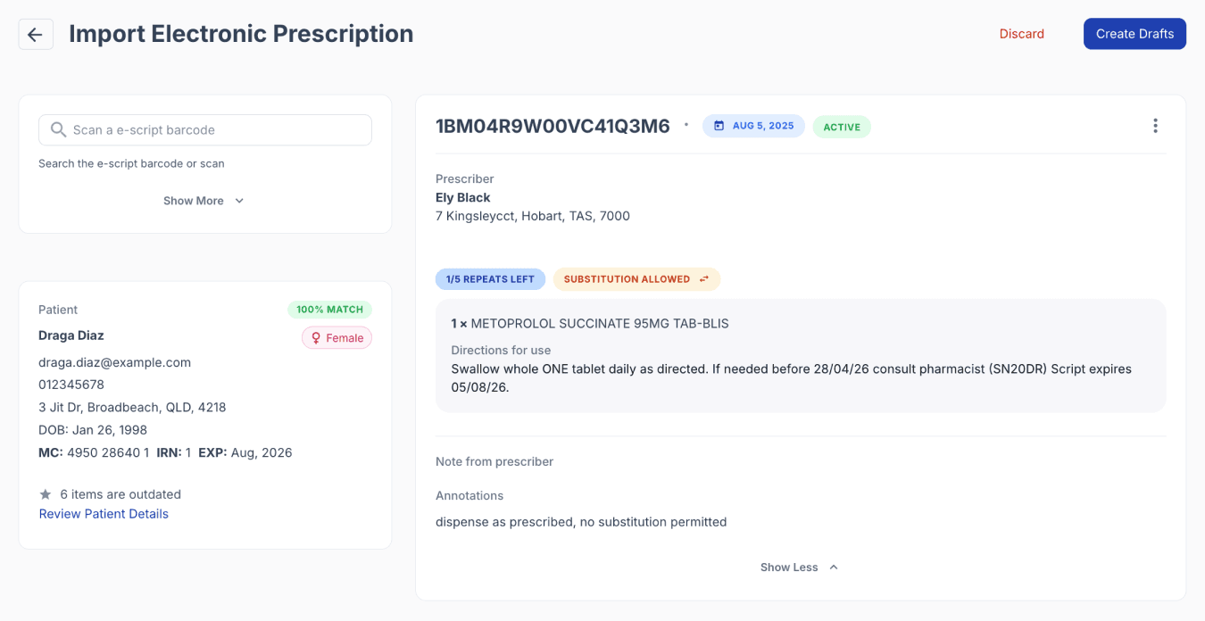 Import e-prescriptions