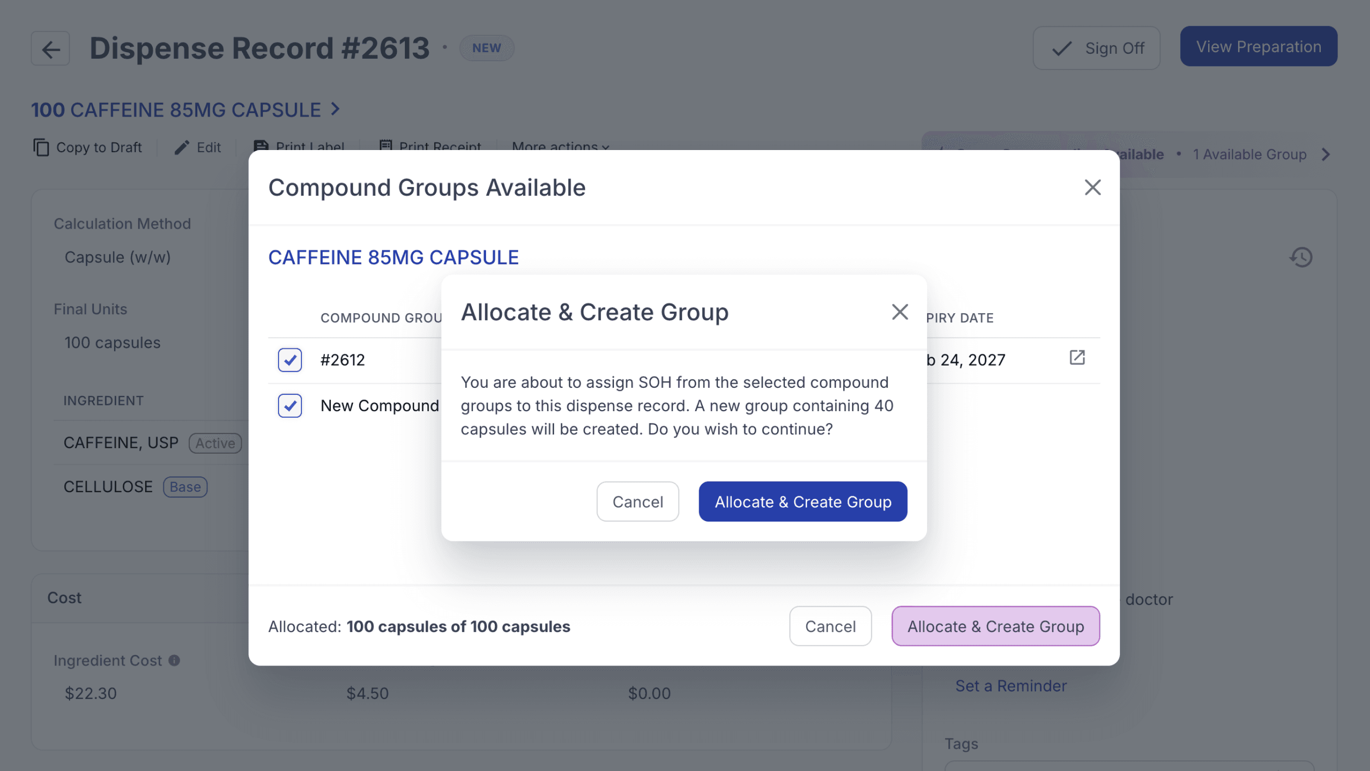 allocate and create custom group
