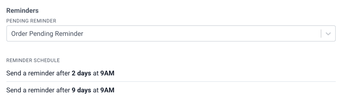 Order pending reminder settings