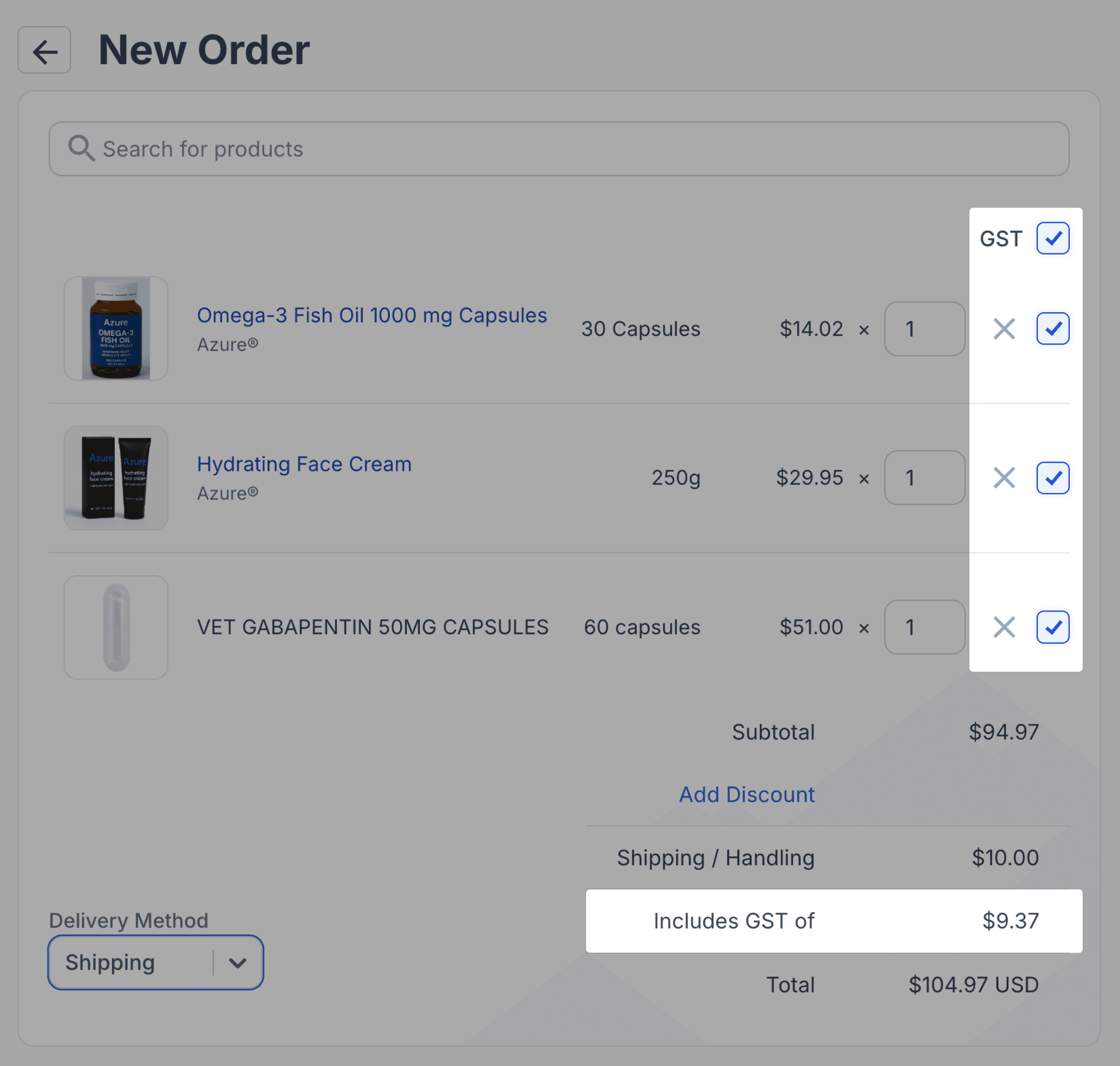 Orders GST