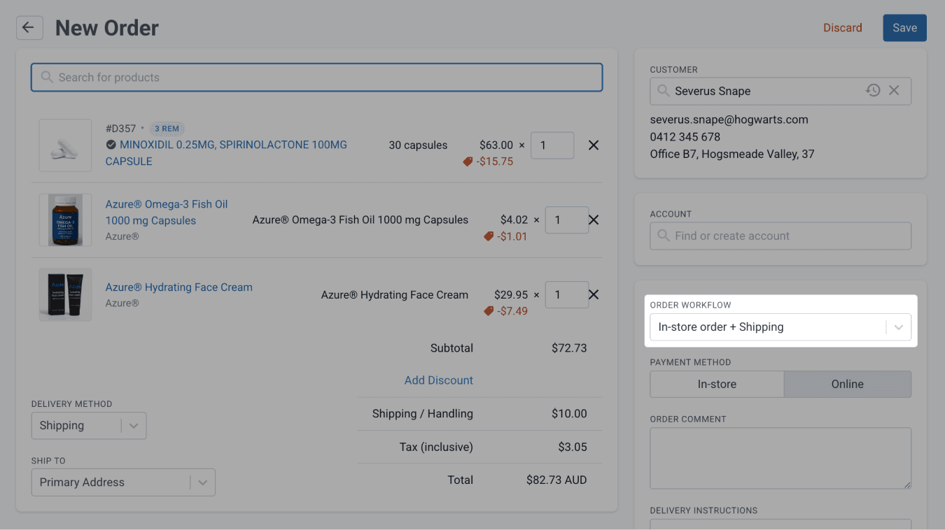 select an order workflow