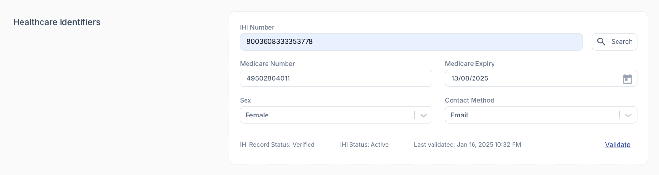 validate patient IHI