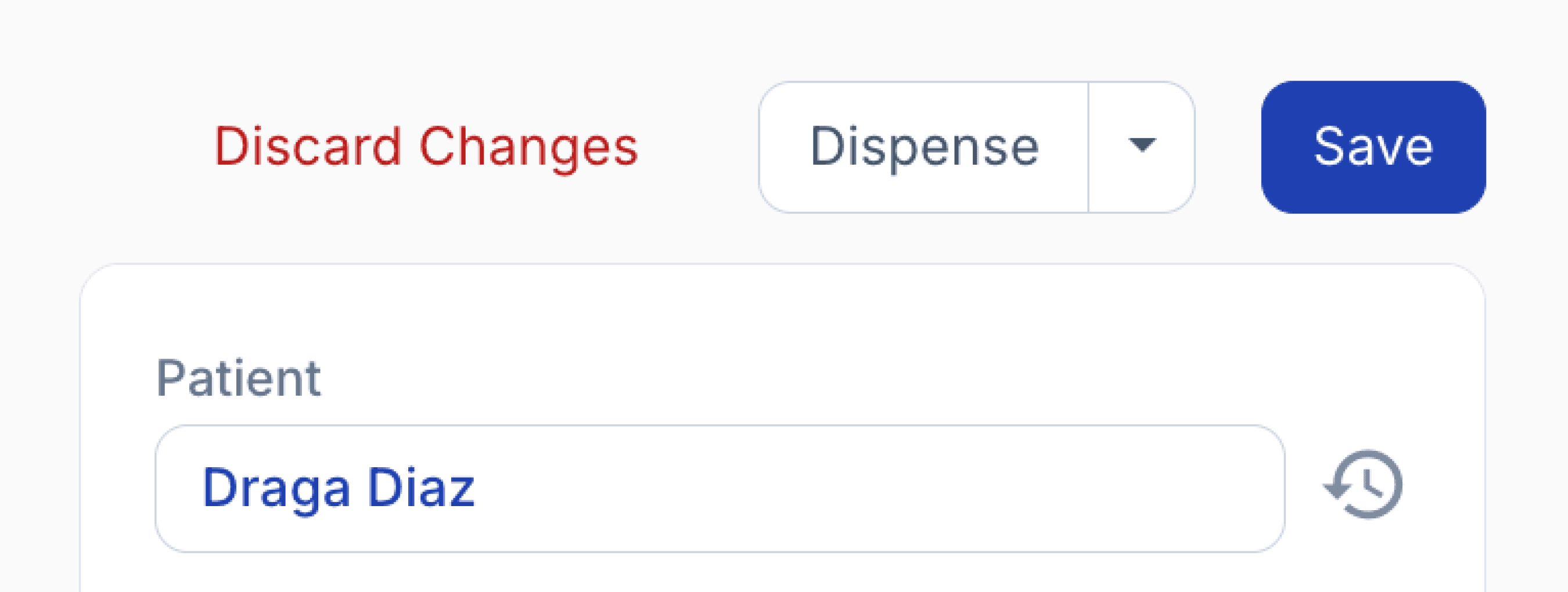 save and dispense buttons