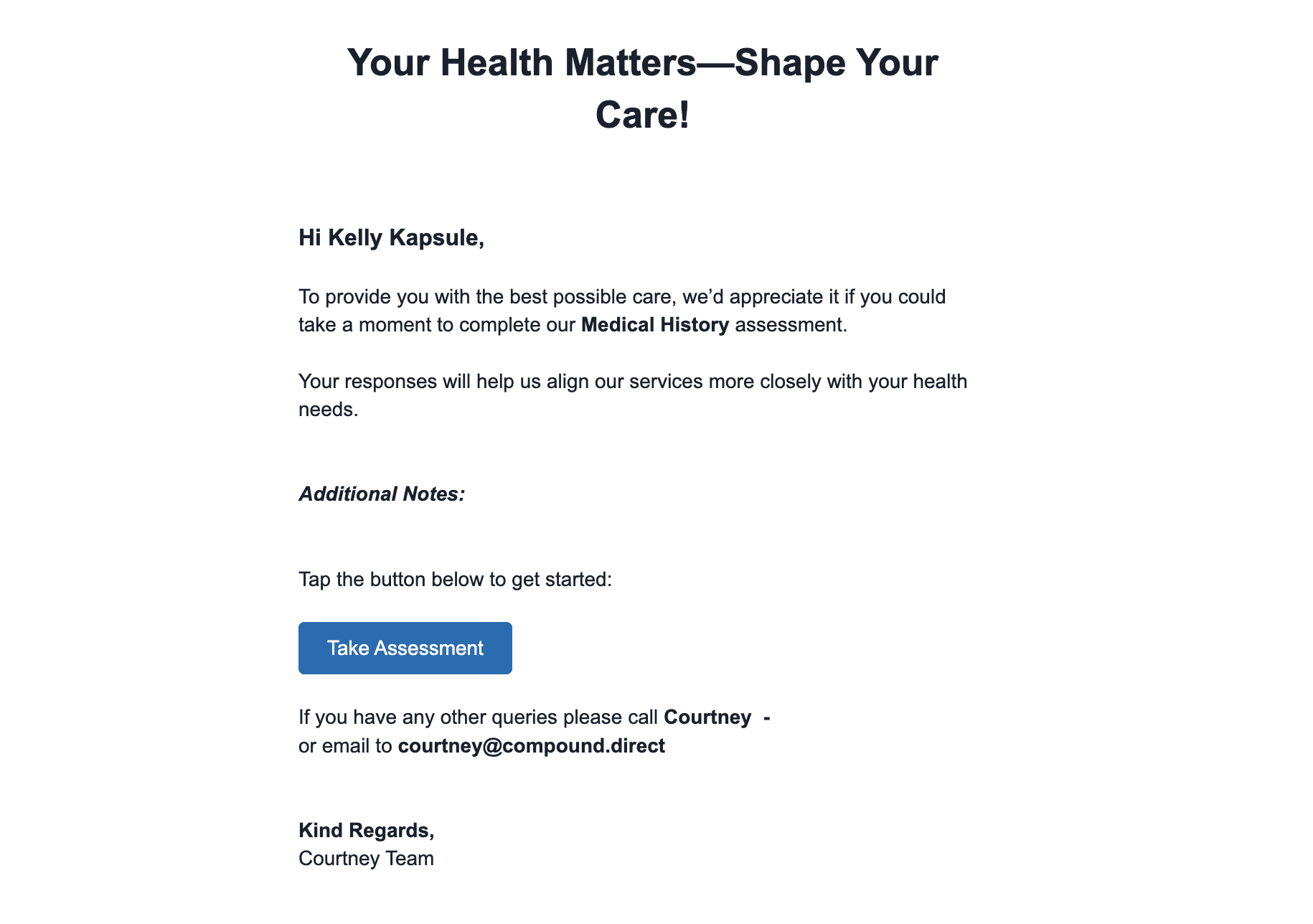 Risk assessment survey request template, customer point of view