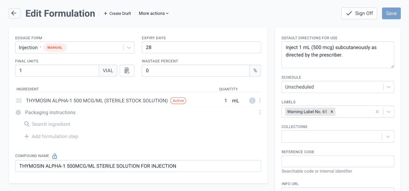 add sterile stock solution to the formulation