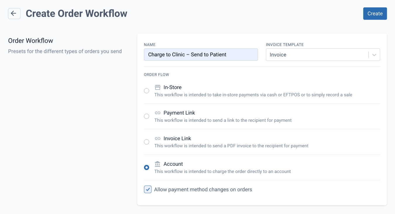 Create order workflow