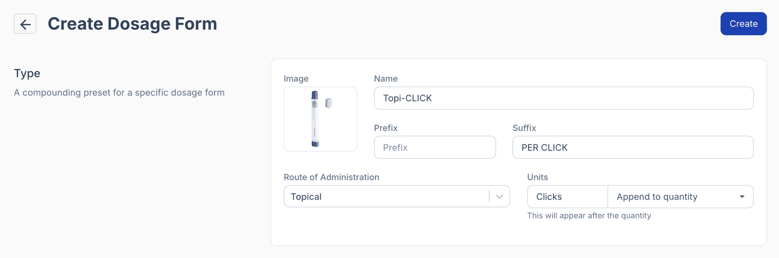 Create dosage form