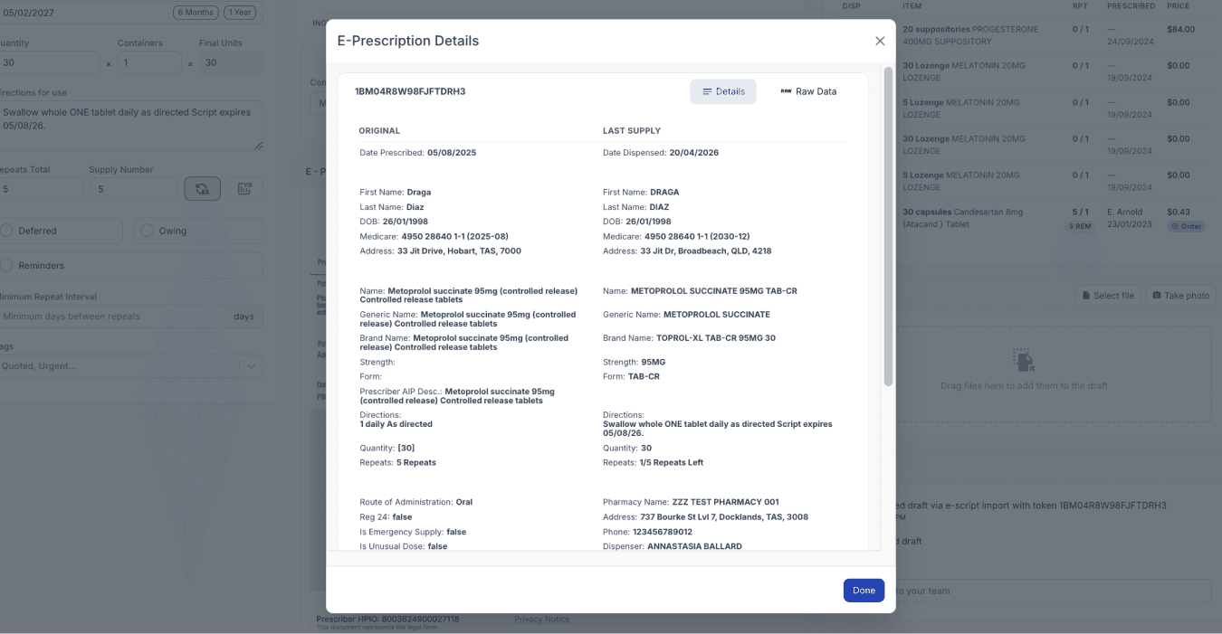 Full prescription details