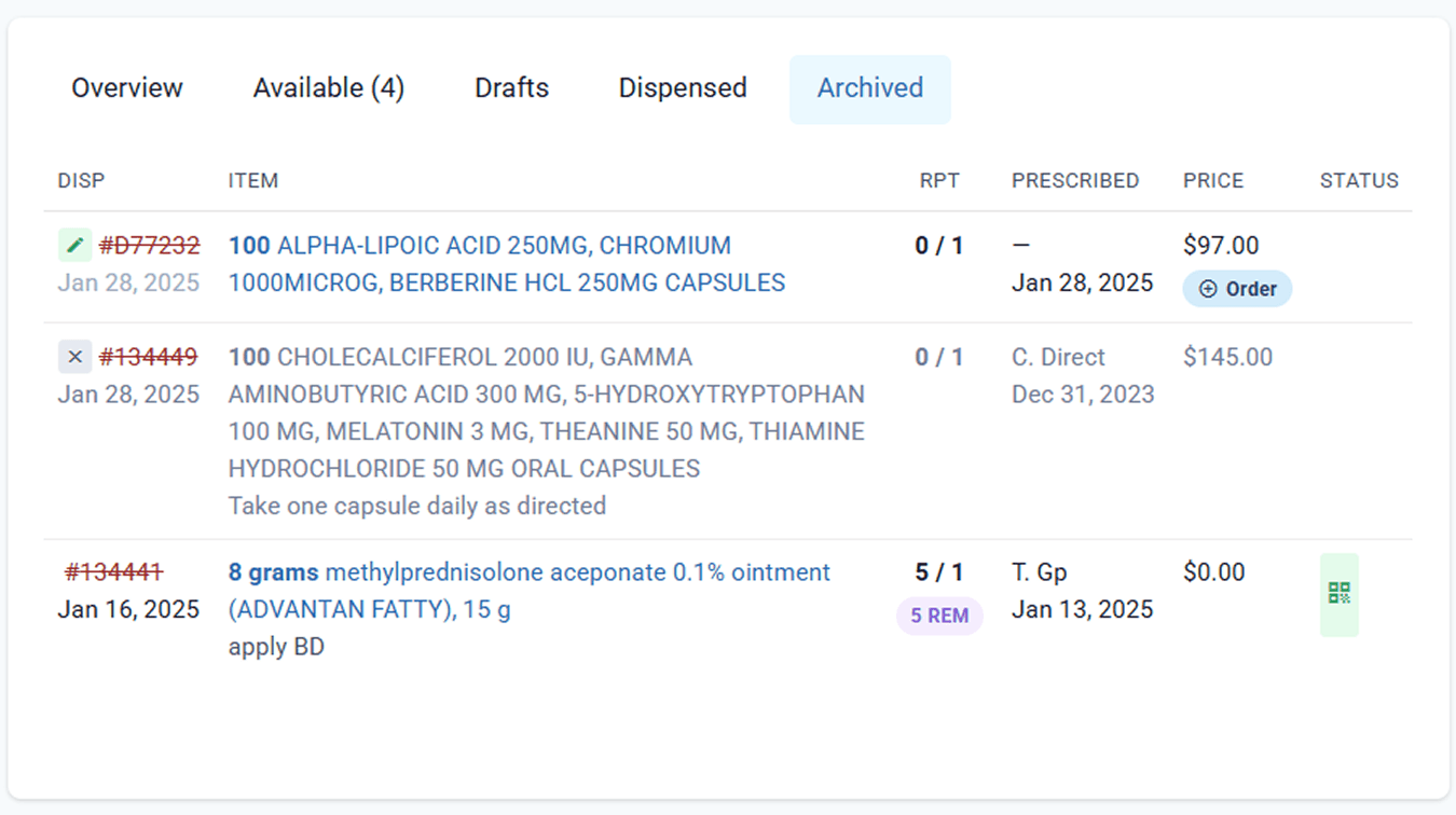Part 6: Archived tab