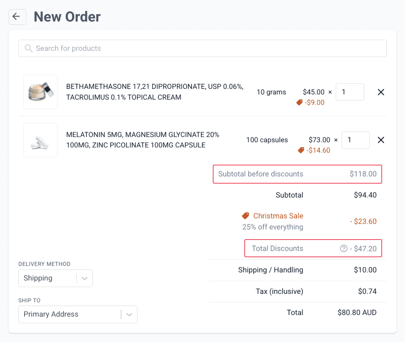 total applied discount