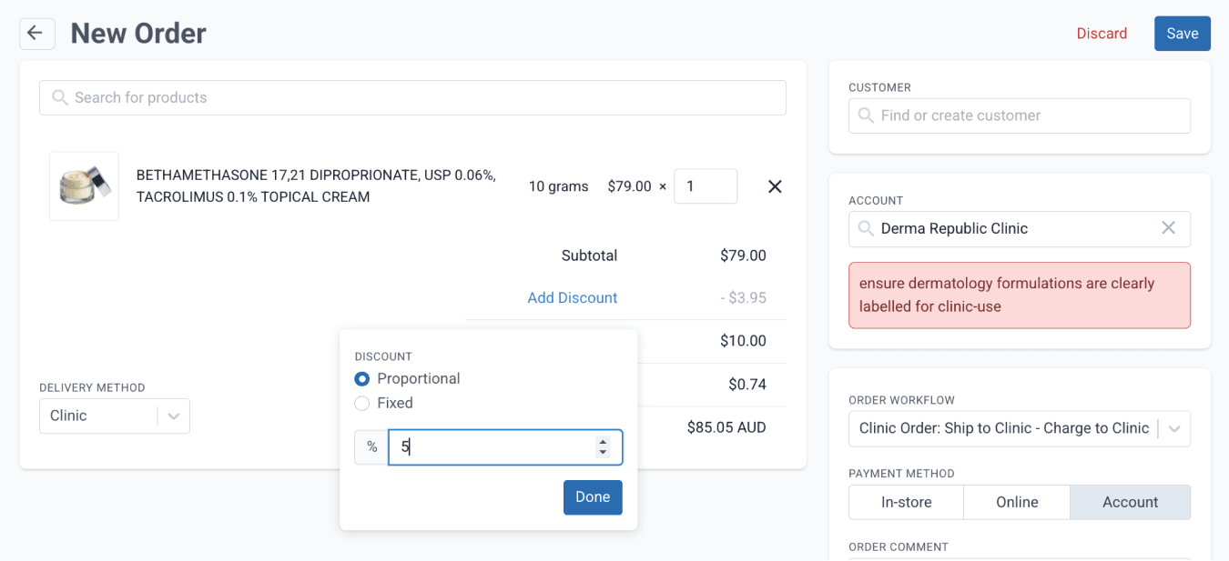 account level discount