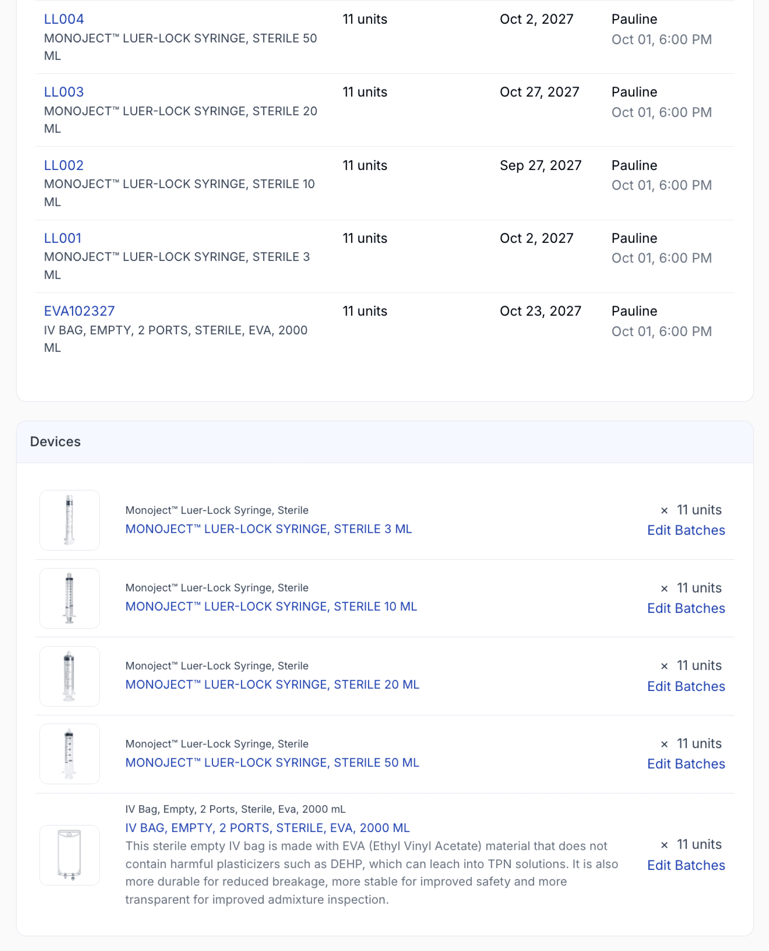 device batch used