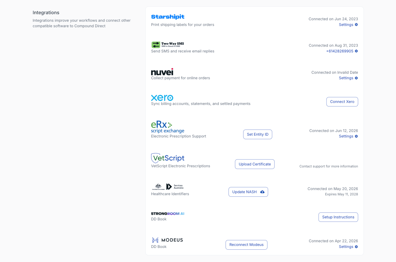integrations in compound direct