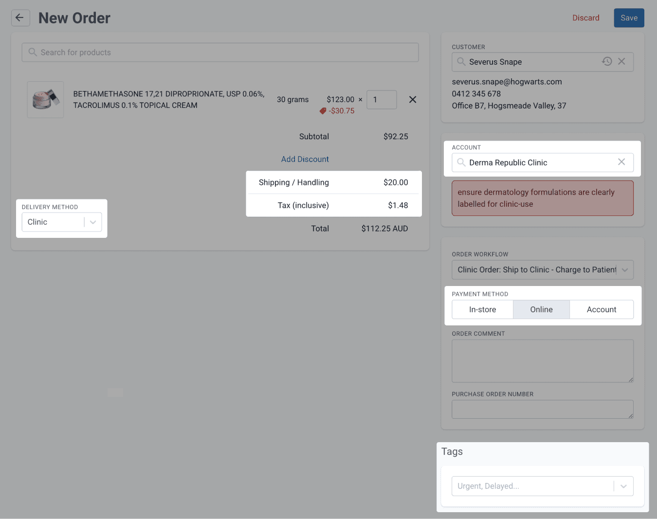 order workflow defaults