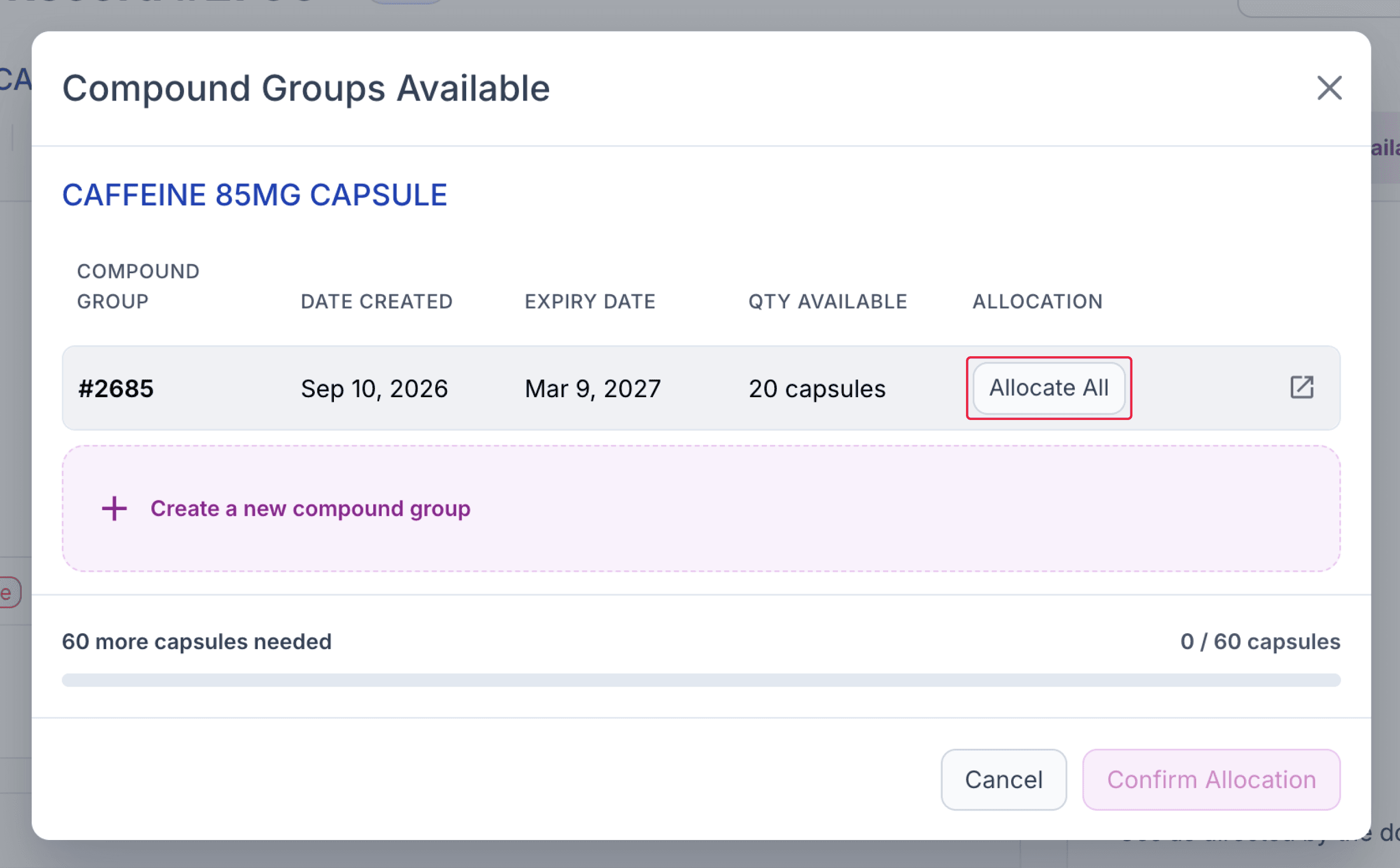 create custom size group compounding