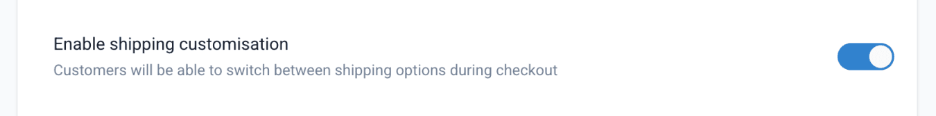 enable shipping customisation