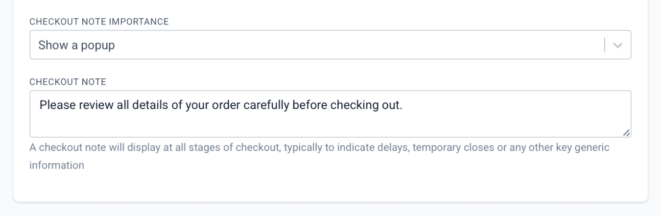 Checkout note importance