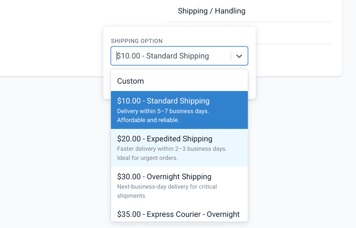 switch shipping option