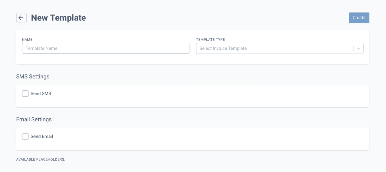 enable template on sms or email
