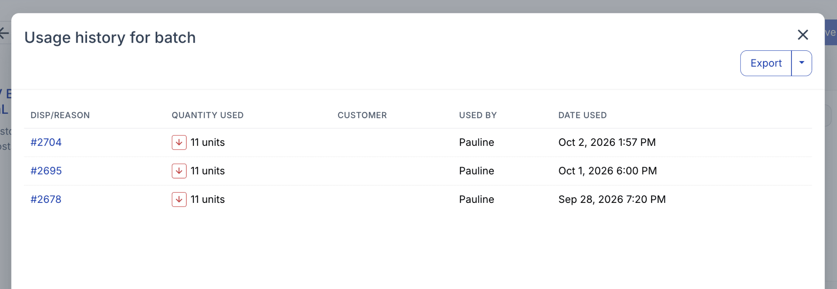 device batch history