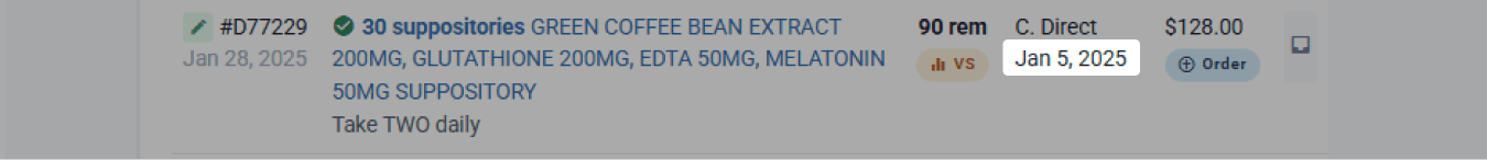isolated date prescribed in customer page